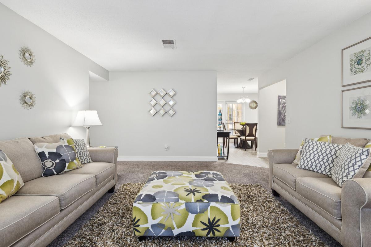 Living room in a Quail Run apartment home